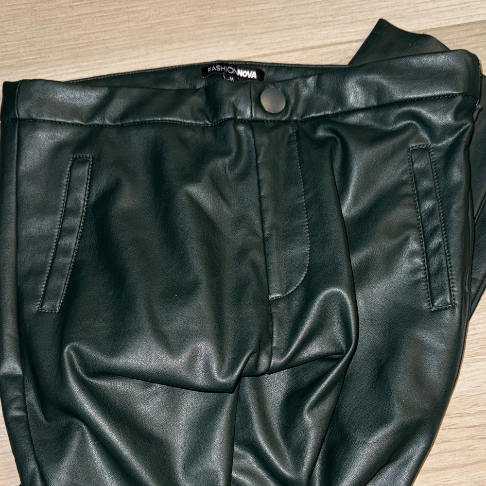 Fashion Nova Emerald Faux Leather Trousers